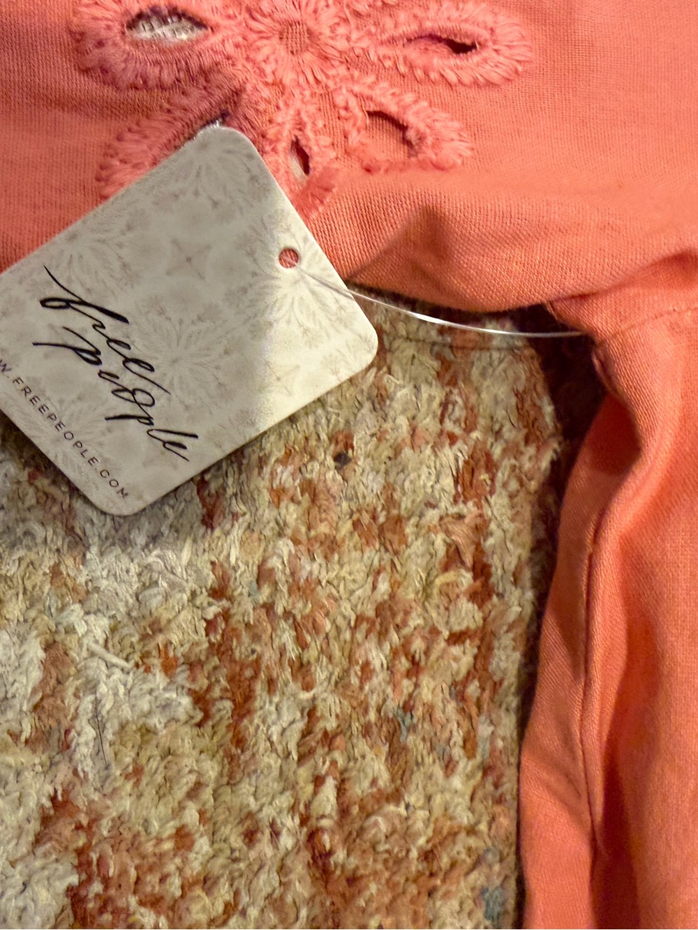 Free People Coral Eyelet Cropped Top - Picture 5 of 10